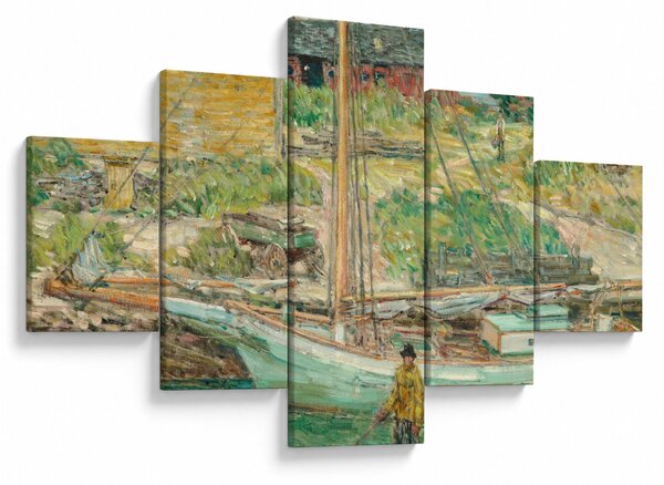 Obraz - Childe Hassam, Oyster Sloop, Cos Cob, reprodukcje (125x70 cm)