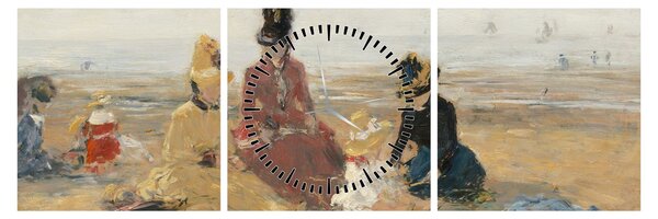Obraz - Eugène Boudin, On the Beach, Trouville, reprodukcje (z zegarem) (90x30 cm)