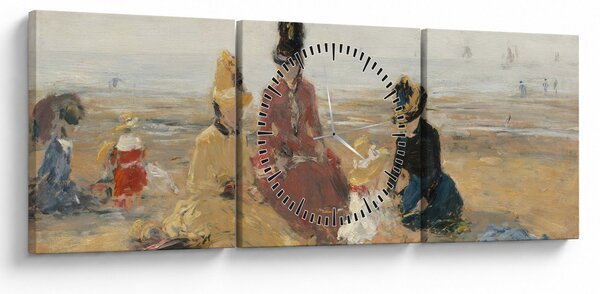 Obraz - Eugène Boudin, On the Beach, Trouville, reprodukcje (z zegarem) (90x30 cm)
