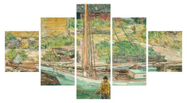 Obraz - Childe Hassam, Oyster Sloop, Cos Cob, reprodukcje (125x70 cm)