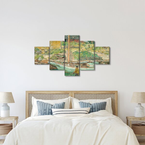Obraz - Childe Hassam, Oyster Sloop, Cos Cob, reprodukcje (125x70 cm)