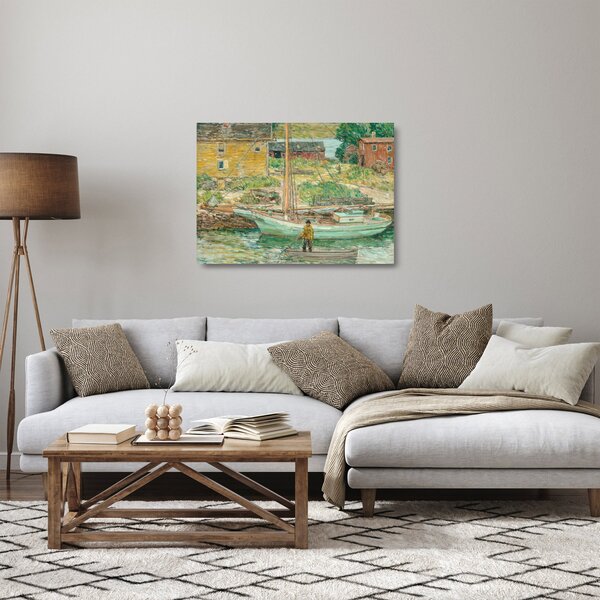 Obraz na szkle - Childe Hassam, Oyster Sloop, Cos Cob, reprodukcje (70x50 cm)