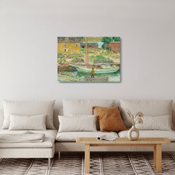 Obraz na szkle - Childe Hassam, Oyster Sloop, Cos Cob, reprodukcje (70x50 cm)