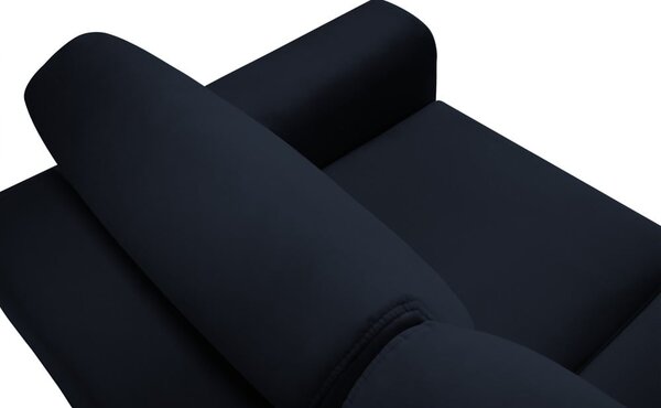 Ciemnoniebieska aksamitna rozkładana sofa ze schowkiem 235 cm Kyoto – Cosmopolitan Design
