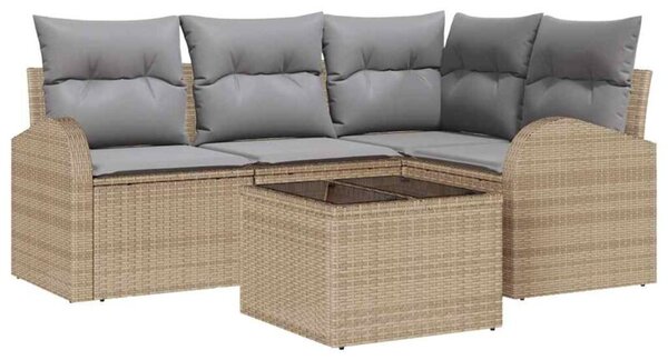 Zestaw Mebli Ogrodowych Komplet Wypoczynkowy Narożny 5-Częściowy Rattan Na Taras Balkon Ogród