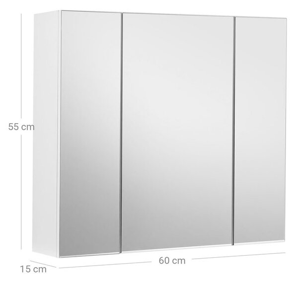 Szafka łazienkowa z lustrem SELENE, 60x15x55cm, biała Vasagle