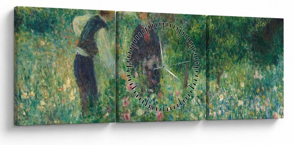 Obraz - Auguste Renoir, Picking Flowers, reprodukcje (z zegarem) (90x30 cm)