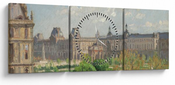 Obraz - Camille Pissarro, Place du Carrousel, Paris, reprodukcje (z zegarem) (90x30 cm)