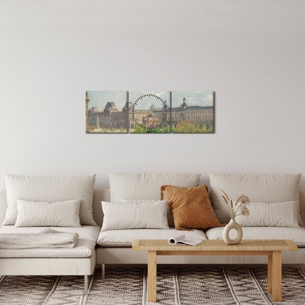 Obraz - Camille Pissarro, Place du Carrousel, Paris, reprodukcje (z zegarem) (90x30 cm)