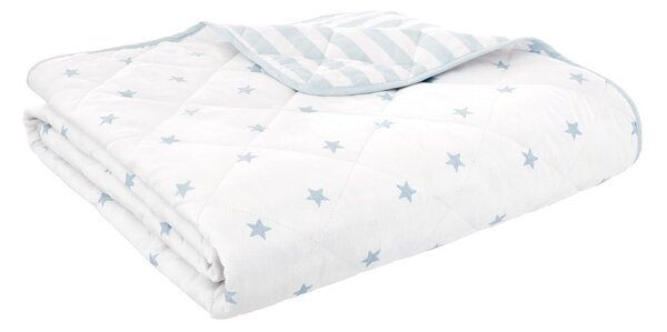Biało-niebieska bawełniana narzuta dziecięca pikowana 135x190 cm Mini Star & Stripes – Bianca