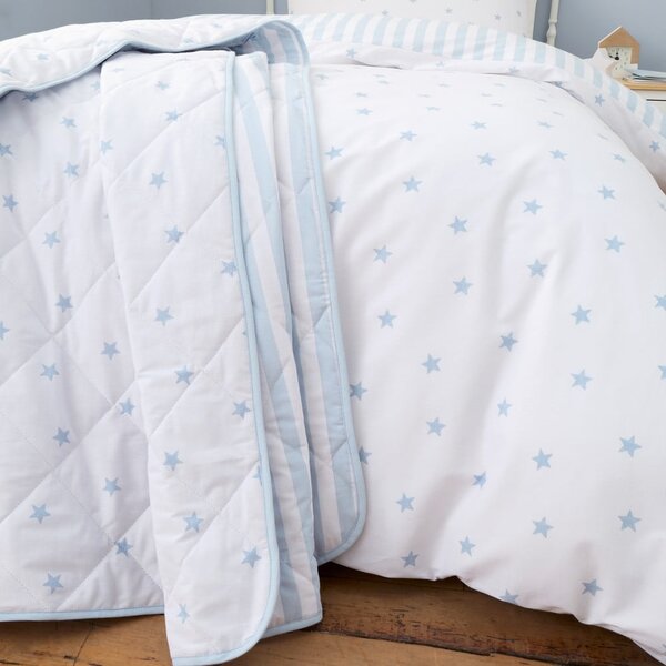 Biało-niebieska bawełniana narzuta dziecięca pikowana 135x190 cm Mini Star & Stripes – Bianca