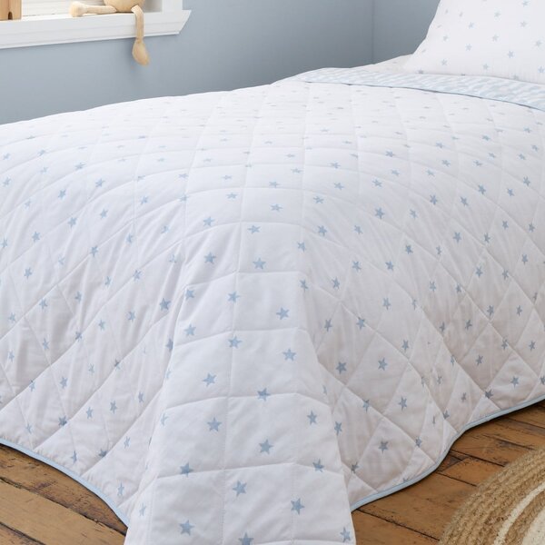 Biało-niebieska bawełniana narzuta dziecięca pikowana 135x190 cm Mini Star & Stripes – Bianca