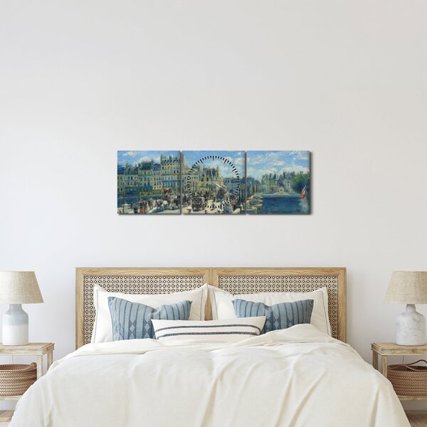 Obraz - Auguste Renoir, Pont Neuf, Paris, reprodukcje (z zegarem) (90x30 cm)