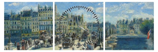 Obraz - Auguste Renoir, Pont Neuf, Paris, reprodukcje (z zegarem) (90x30 cm)