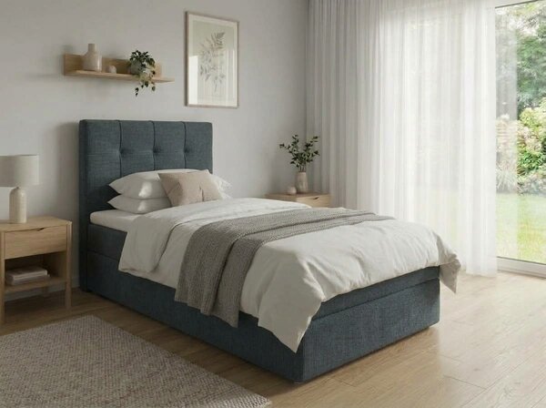 Tapicerowane łóżko boxspring DIRELIS VIBE 90x200 cm ciemnoszare Materac: Materac sprężynowy Bonell
