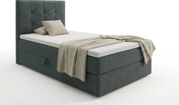 Tapicerowane łóżko boxspring DIRELIS VIBE 90x200 cm ciemnoszare Materac: Materac sprężynowy Bonell