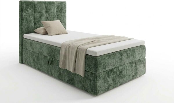 Łóżko tapicerowane boxspring DIRELIS VIBE 90x200 cm ciemnozielone Materac: Materac sprężynowy Bonell