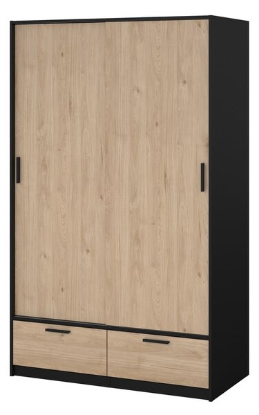 Czarno-naturalna szafa w dekorze dębu z drzwiami przesuwnymi 121x200 cm Line – Tvilum