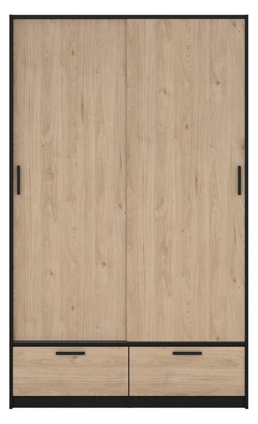 Czarno-naturalna szafa w dekorze dębu z drzwiami przesuwnymi 121x200 cm Line – Tvilum