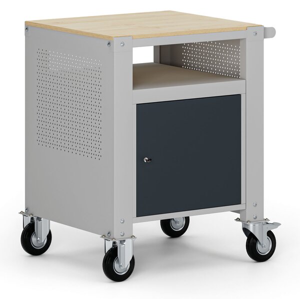 Mobilny kontener G9, 1 półka, 1 szafka, 675 x 595 x 865-1130 mm, szary/grafitowy