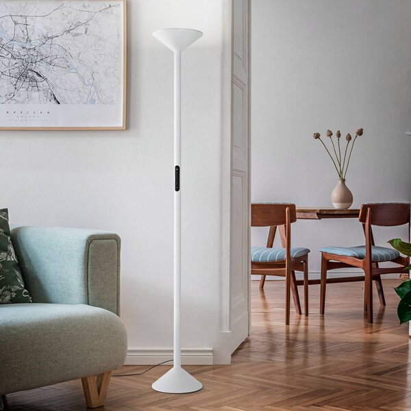 Fabas Luce Lampa stojąca LED Tratto, możliwość ściemniania, biały / opal, salon / jadalnia, metal, nowoczesny