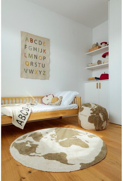 Zielono-kremowy bawełniany dywan dziecięcy odpowiedni do prania/tkany ręcznie ø120 cm World Map – Lorena Canals