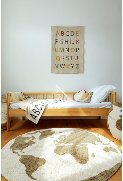 Zielono-kremowy bawełniany dywan dziecięcy odpowiedni do prania/tkany ręcznie ø120 cm World Map – Lorena Canals