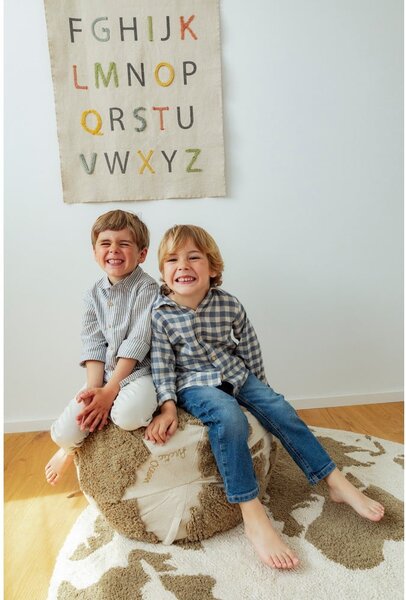 Zielono-kremowy bawełniany dywan dziecięcy odpowiedni do prania/tkany ręcznie ø120 cm World Map – Lorena Canals