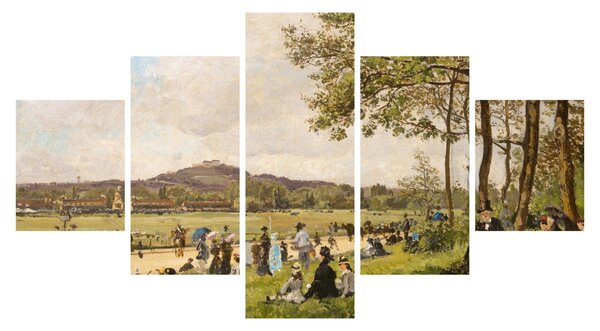 Obraz - French 19th Century, Race Course at Longchamps, reprodukcje (125x70 cm)