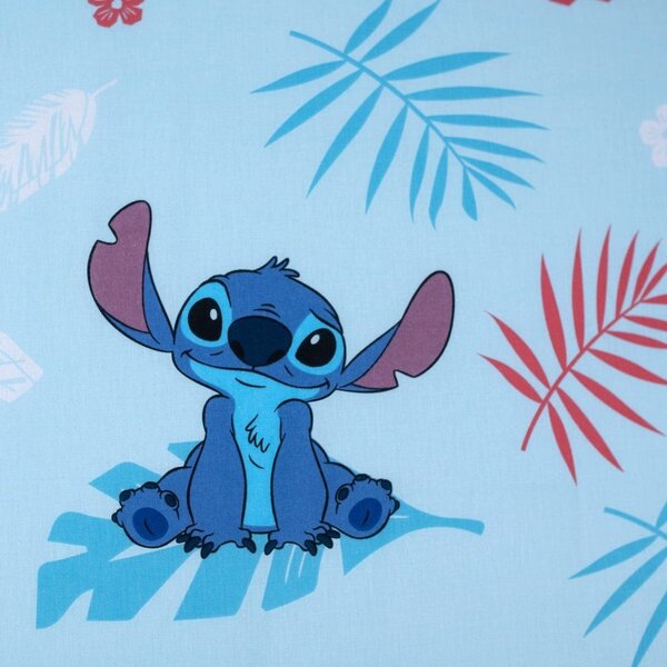 Niebieskie bawełniane prześcieradło dziecięce jednoosobowe z gumką 90x200 cm Lilo & Stitch "Blue" – Jerry Fabrics