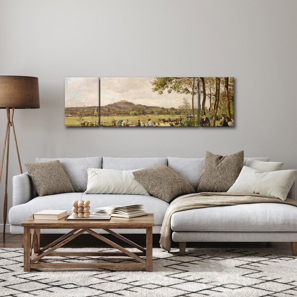 Obraz - French 19th Century, Race Course at Longchamps, reprodukcje (170x50 cm)