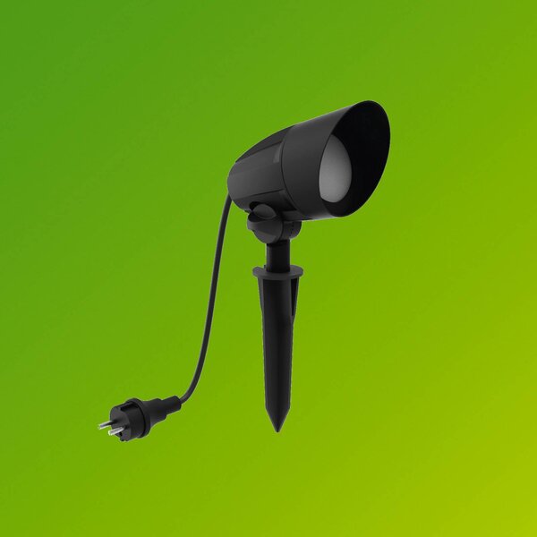 Philips Reflektor z grotem ziemnym Cylr, czarny, wtyczką, IP44, GU10 Cylr, czarny, aluminium