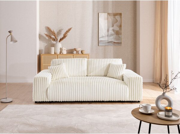 Kremowa sztruksowa sofa 213 cm Justin – Ropez