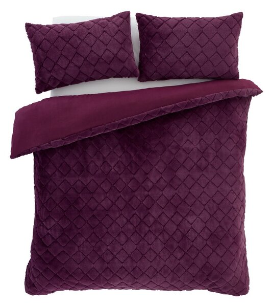Bordowa pościel jednoosobowa z mikropluszu 135x200 cm Cosy Diamond – Catherine Lansfield