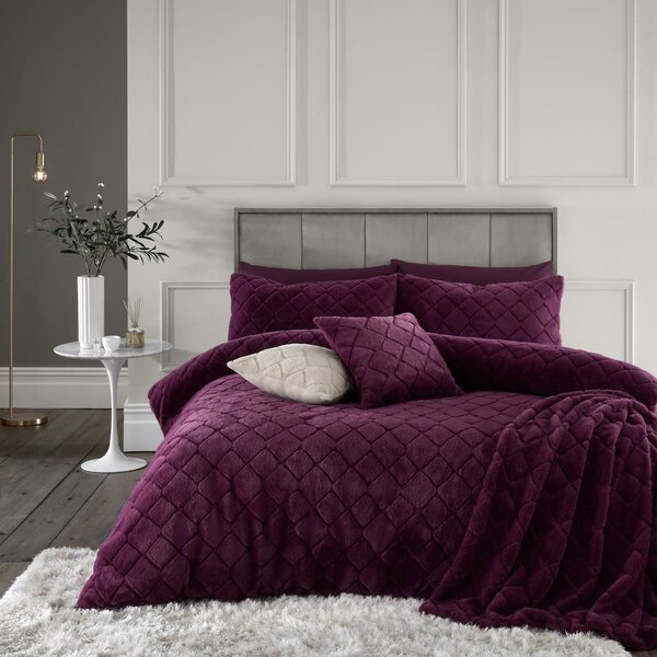 Bordowa pościel jednoosobowa z mikropluszu 135x200 cm Cosy Diamond – Catherine Lansfield