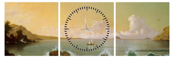 Obraz - Martin Johnson Heade, Rio de Janeiro Bay, reprodukcje (z zegarem) (90x30 cm)