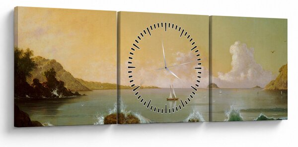 Obraz - Martin Johnson Heade, Rio de Janeiro Bay, reprodukcje (z zegarem) (90x30 cm)