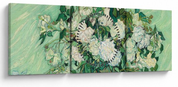 Obraz - Vincent van Gogh, Roses, reprodukcje (z zegarem) (90x30 cm)