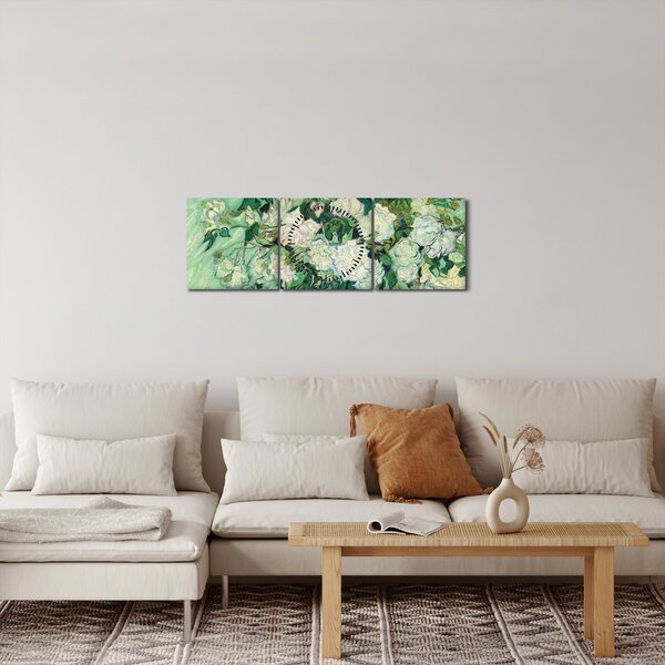 Obraz - Vincent van Gogh, Roses, reprodukcje (z zegarem) (90x30 cm)