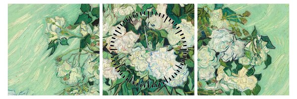 Obraz - Vincent van Gogh, Roses, reprodukcje (z zegarem) (90x30 cm)