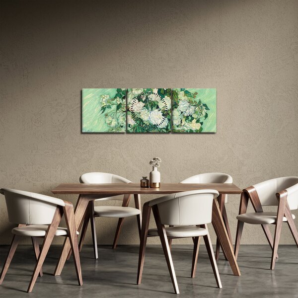 Obraz - Vincent van Gogh, Roses, reprodukcje (z zegarem) (90x30 cm)