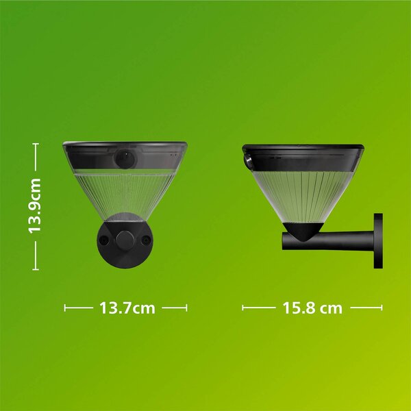 Philips Kinkiet solarny LED Kyna, czarny, z czujnikiem, IP44 Kyna, czarny, tworzywo sztuczne