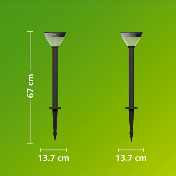 Philips Lampa solarna LED Kyna, czarna, z czujnikiem, IP44 Kyna, czarny, tworzywo sztuczne