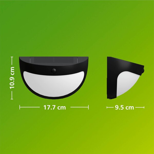 Philips Kinkiet solarny LED Swyn, czarny, z czujnikiem, IP44 Swyn, czarny, tworzywo sztuczne