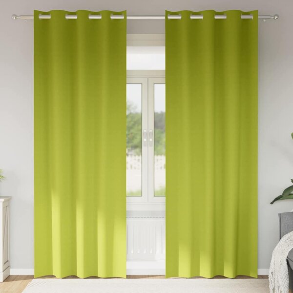 Firany blackout z kółkami 2 szt. Zielony 225 x 140 cm Poliester