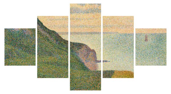 Obraz - Georges Seurat, Seascape at Port-en-Bessin, Normandy, reprodukcje (125x70 cm)
