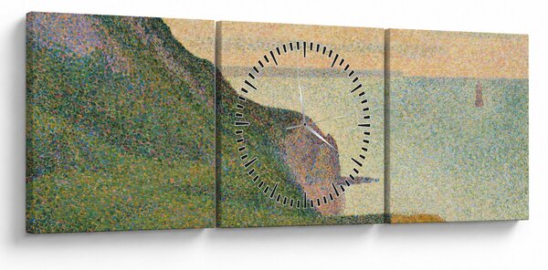Obraz - Georges Seurat, Seascape at Port-en-Bessin, Normandy, reprodukcje (z zegarem) (90x30 cm)