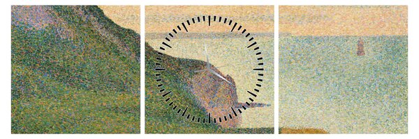 Obraz - Georges Seurat, Seascape at Port-en-Bessin, Normandy, reprodukcje (z zegarem) (90x30 cm)