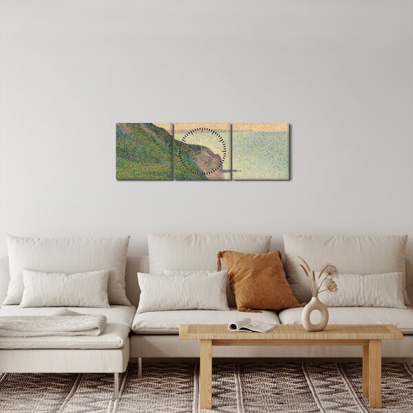 Obraz - Georges Seurat, Seascape at Port-en-Bessin, Normandy, reprodukcje (z zegarem) (90x30 cm)