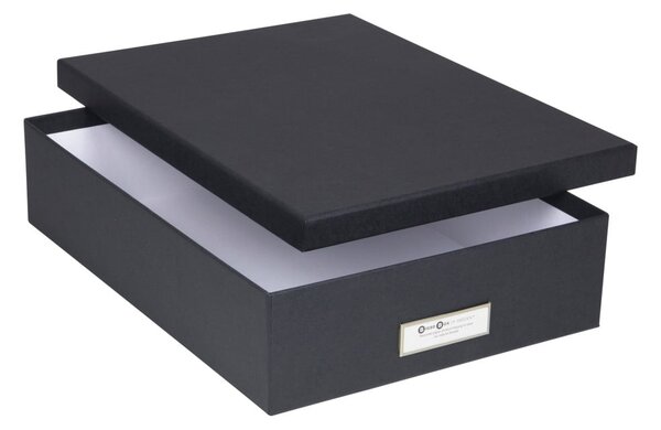 Ciemnoszare pudełko na dokumenty z etykietą Bigso Box of Sweden Oskar, A4